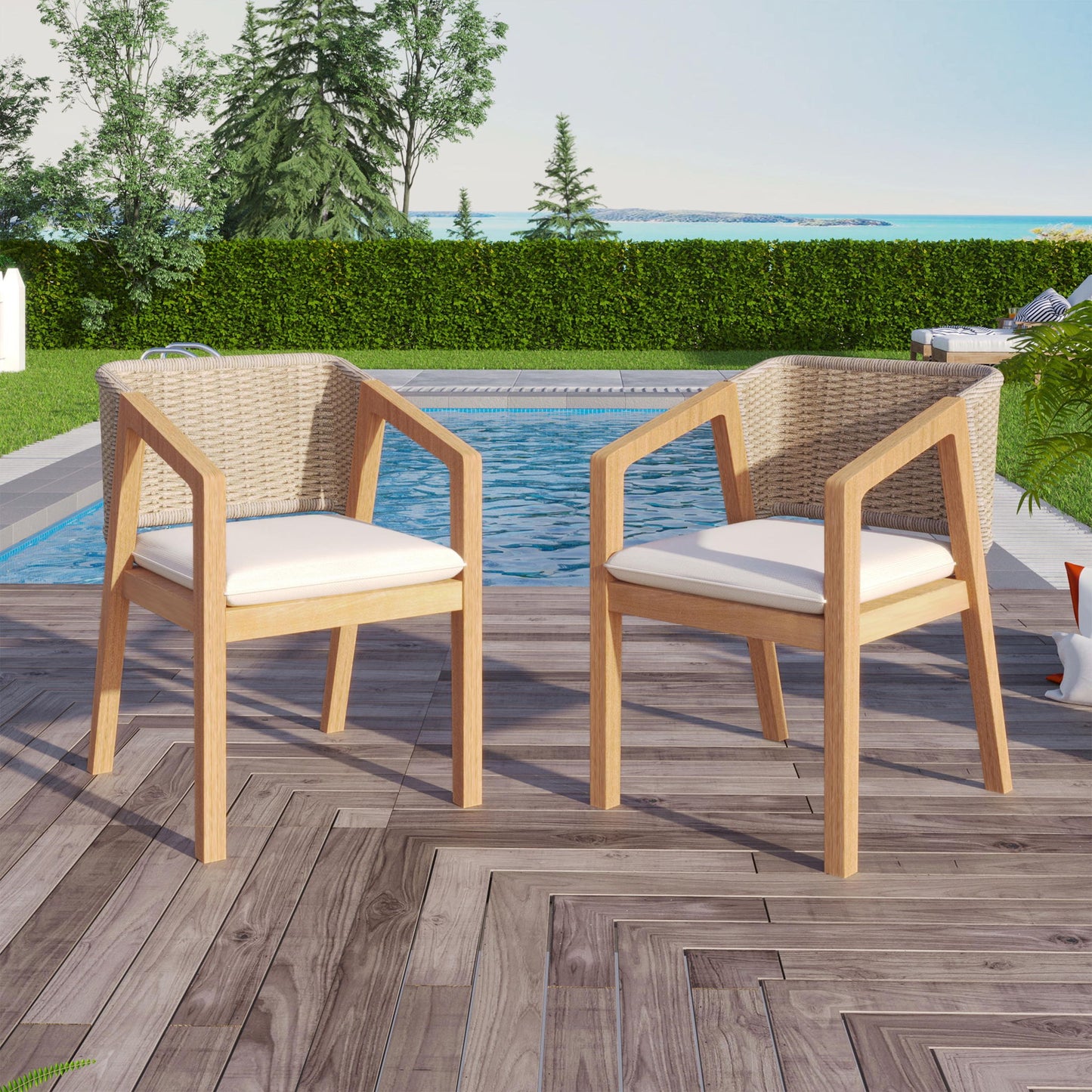 Patio Dining Chair (Set of 2) - Light Teak