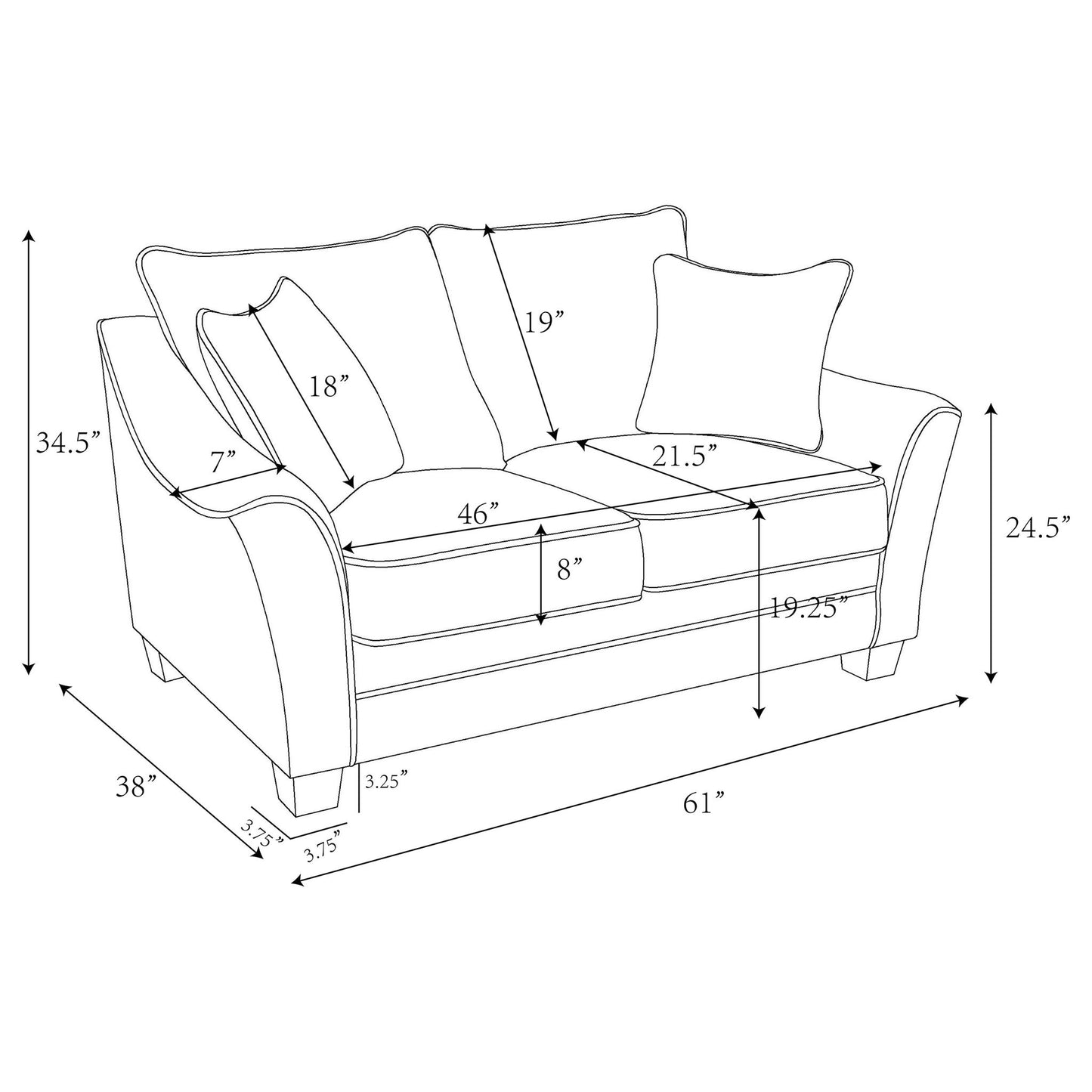 Lido - Upholstered Loveseat With Tapering Block Legs - Light Gray