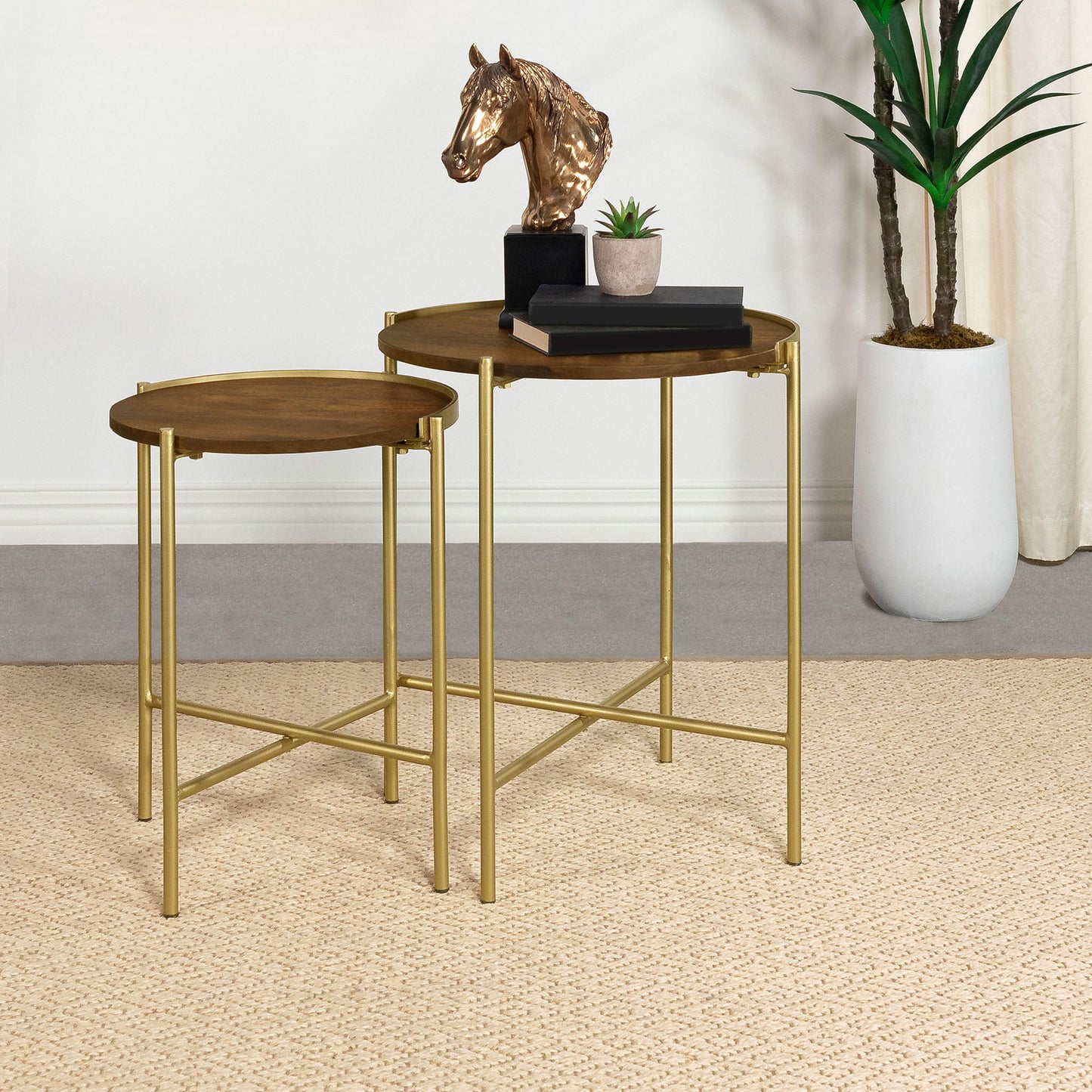 Genevieve - 2 Piece Round Nesting Table - Gold