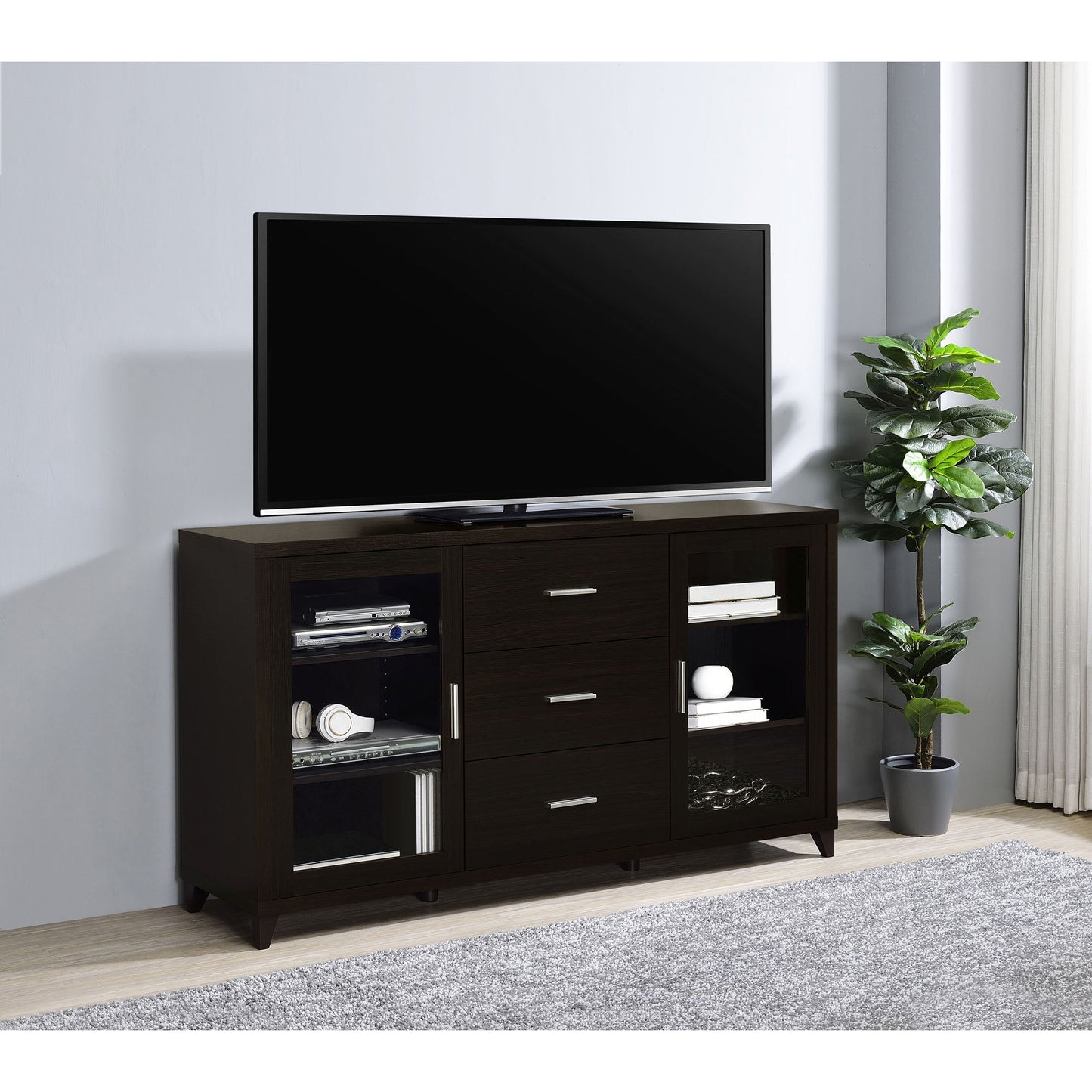 Nyler - 3 Drawer Rectangular TV Console - Cappuccino