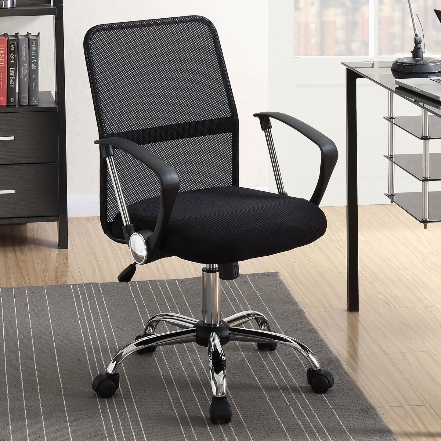 Swivel Office Chair With Base Adjustable Height - Black