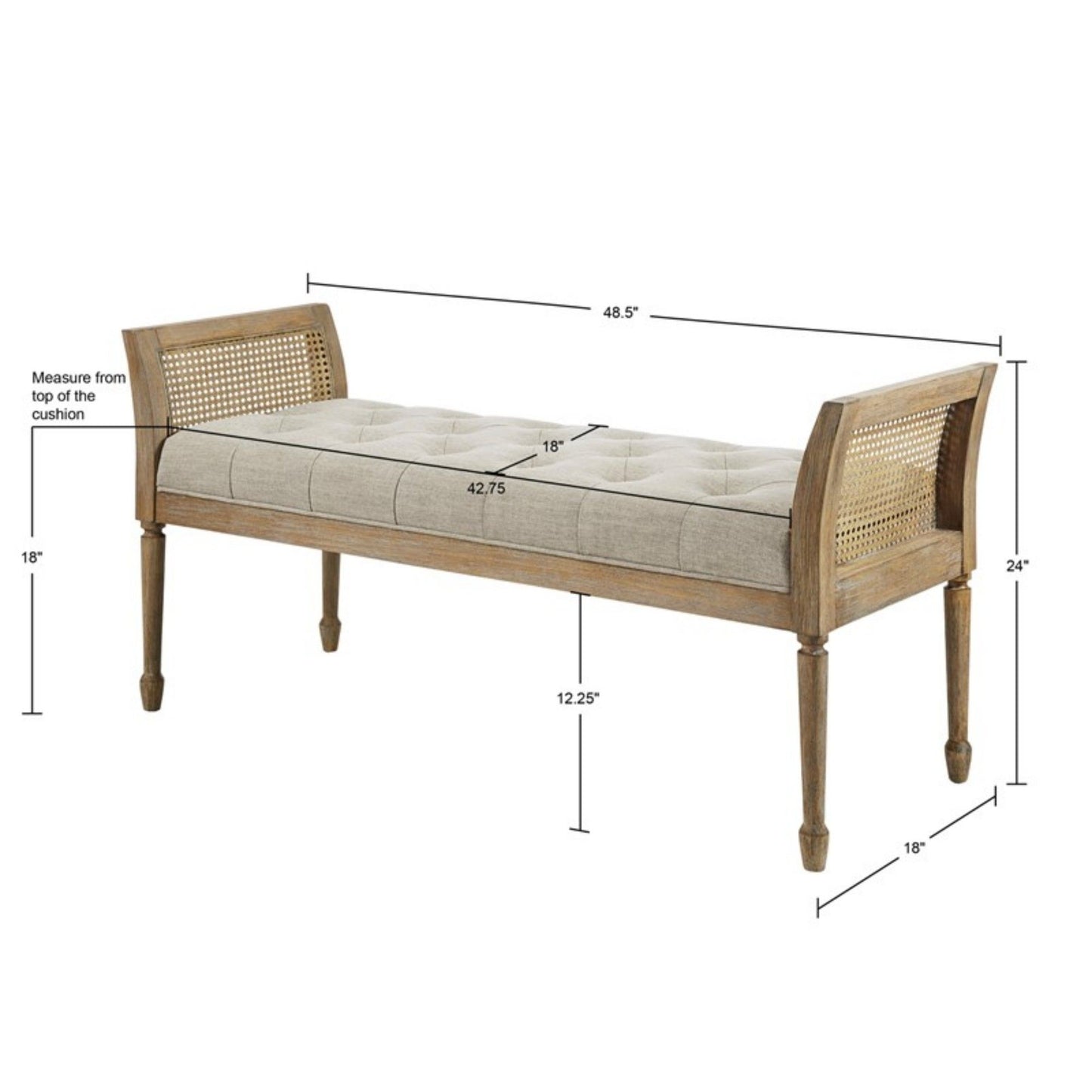 Accent Bench With Arm - Natural