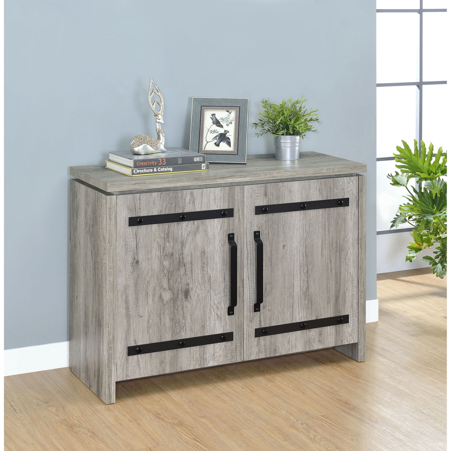 2 Door Accent Cabinet With Accents - Gray