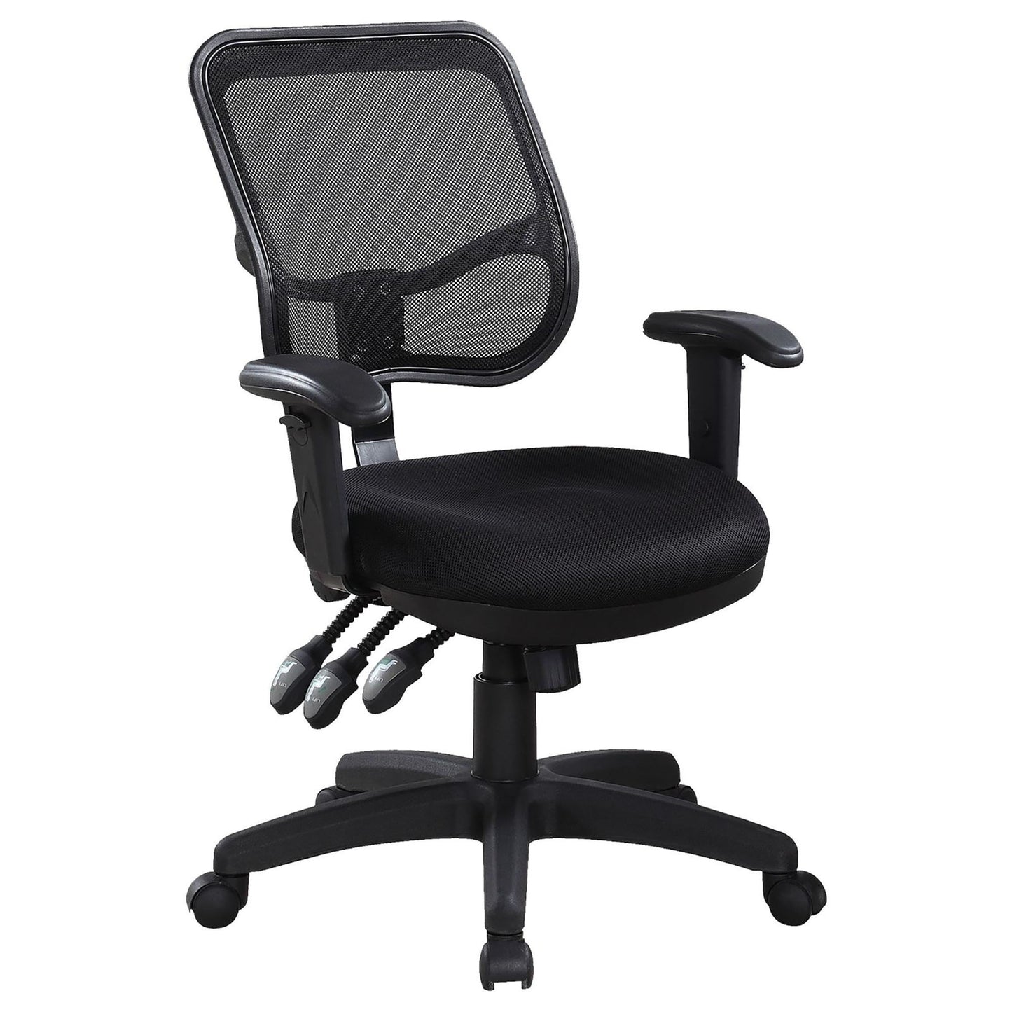 Swivel Office Chair Armrests Ergonomic Design, Adjustable Height And Tilt - Black