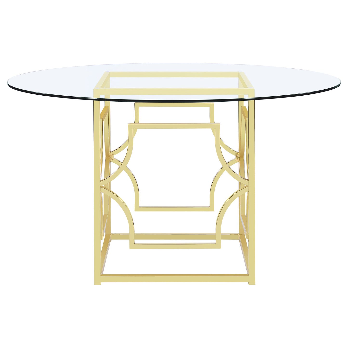 Krista - Round Glass Top Dining Table - Gold