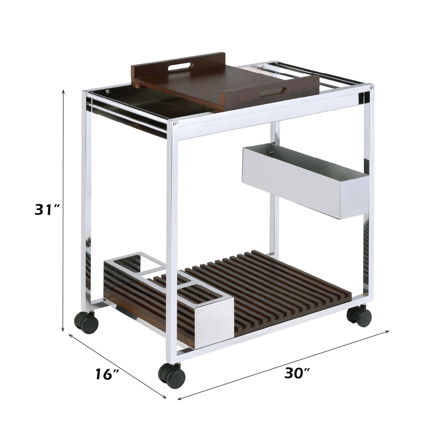 Lisses - Serving Cart - Chrome / Walnut