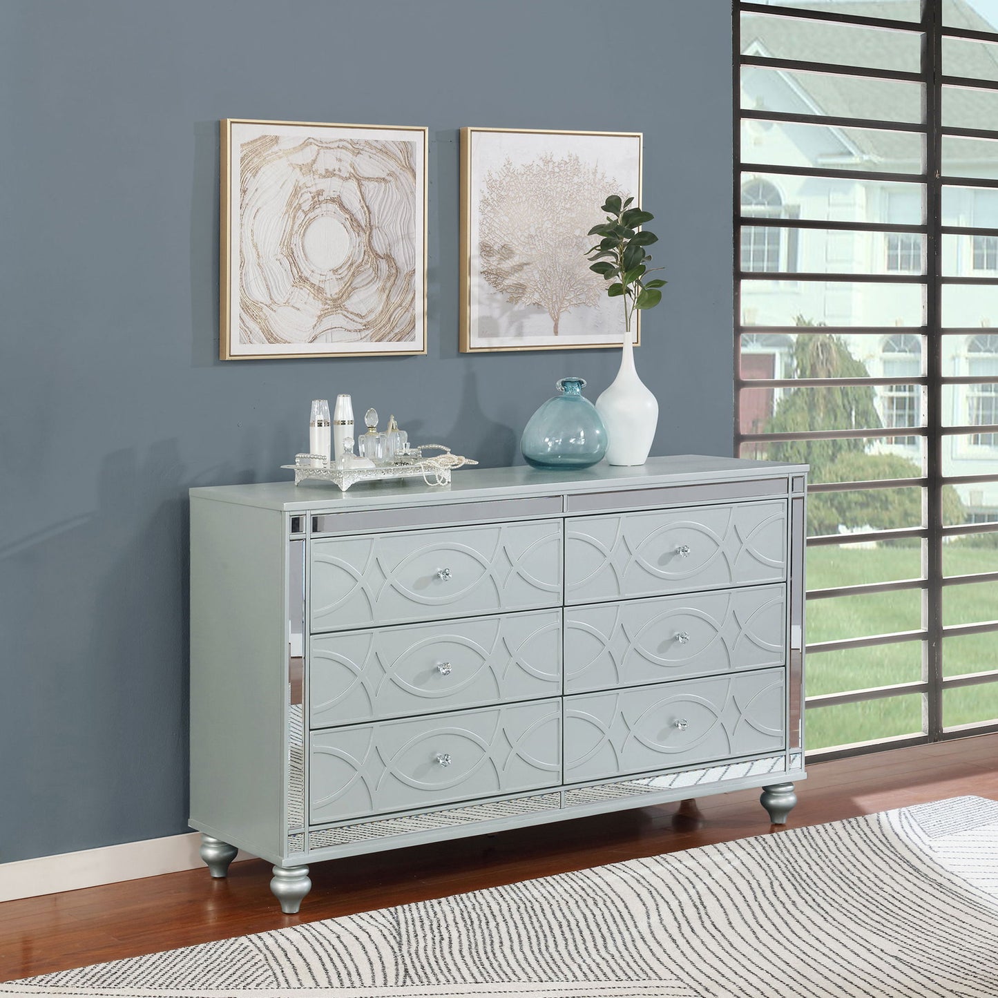 Arabesque - 6 Drawer Dresser - Silver