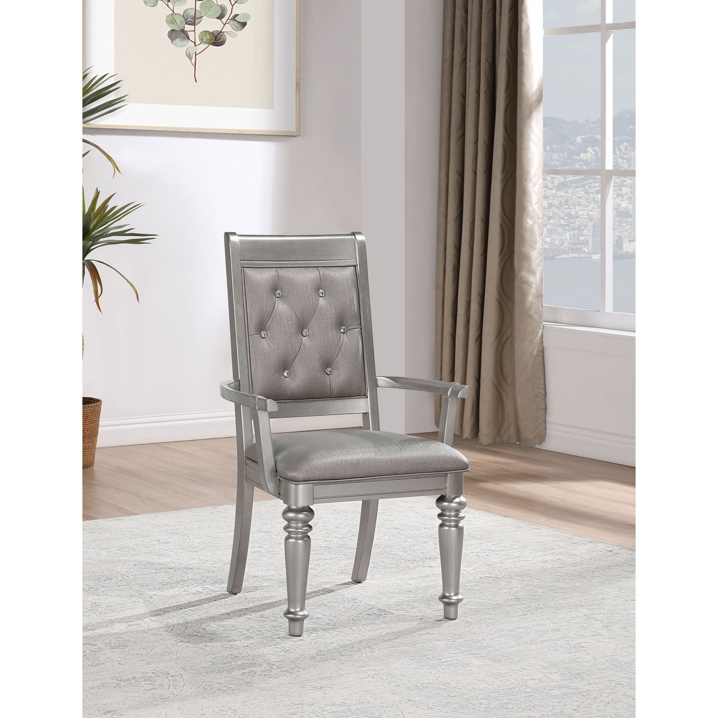 Hollywood - Platinum Open Back Arm Chair (Set of 2) - Silver