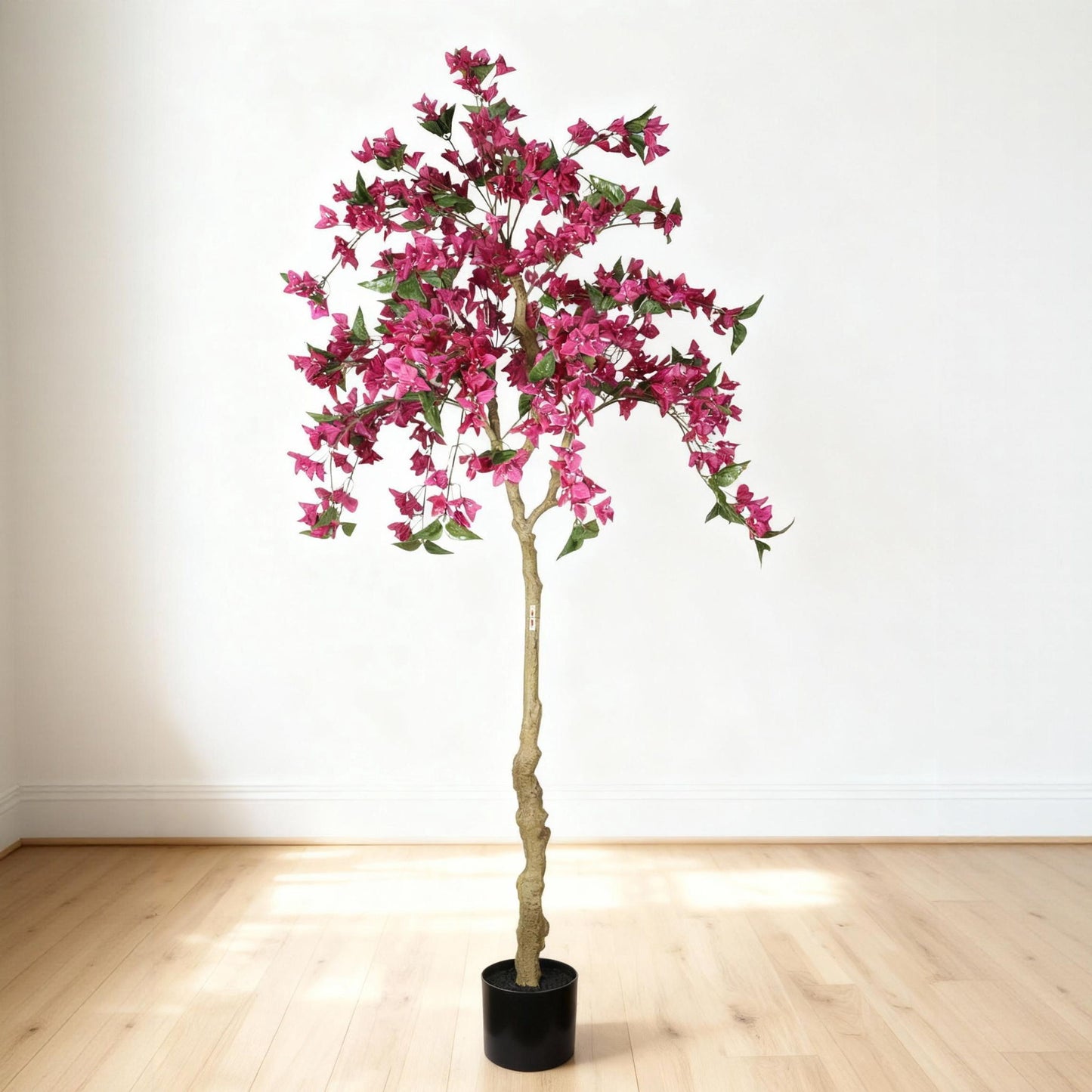 Artificial Bougainvillea Tree, Realistic Faux Potted Plant For Indoor Home Decor - Dark Pink / Green Leaves