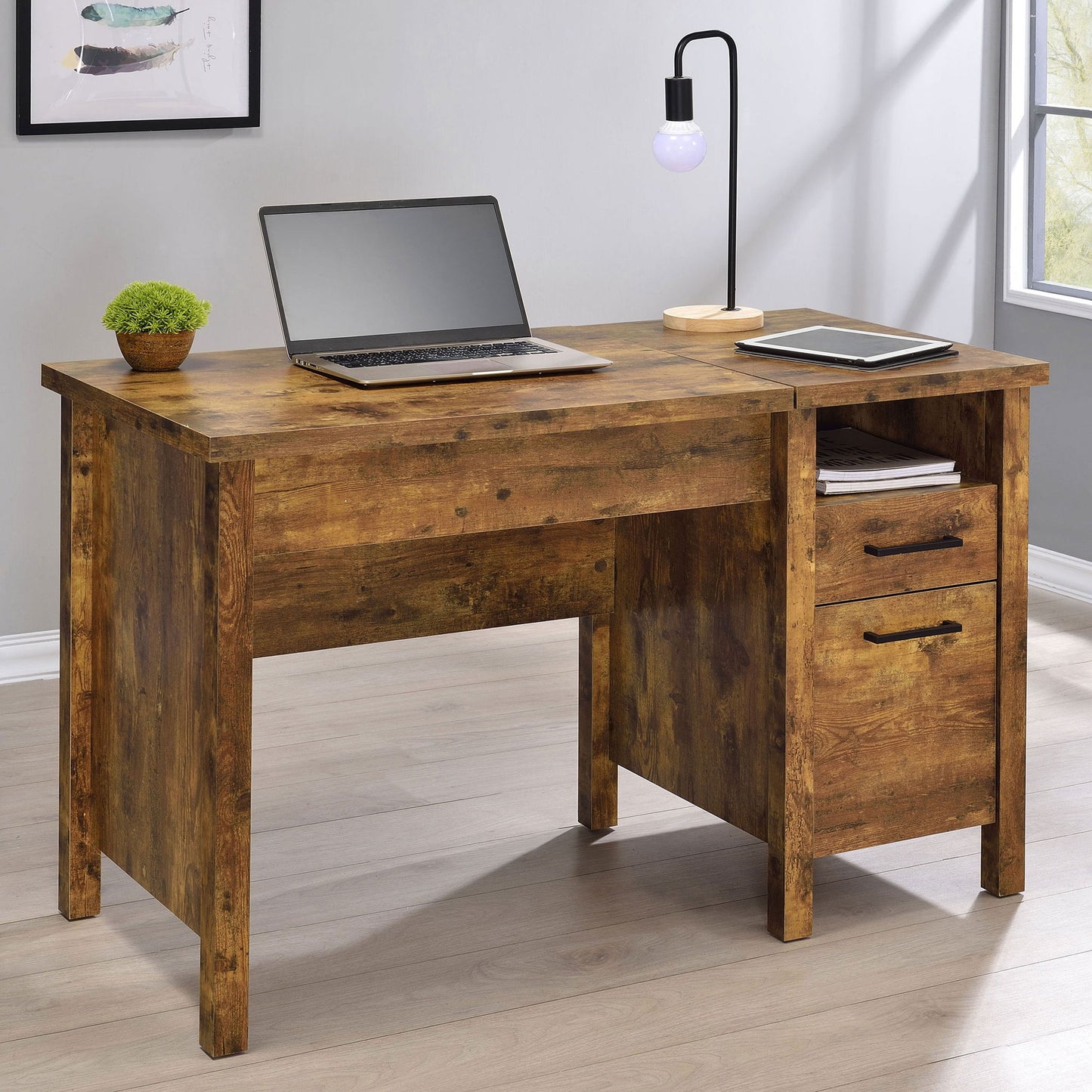 Chicolm - Lift Top Office Desk - Rustic