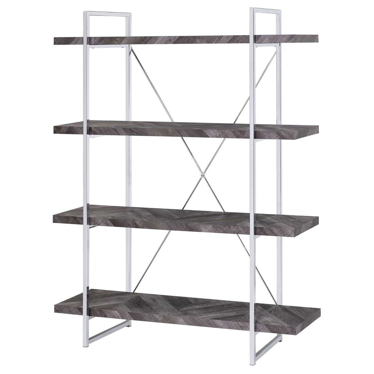 Herringbone - Bookcase With Full Length Shelf - Gray
