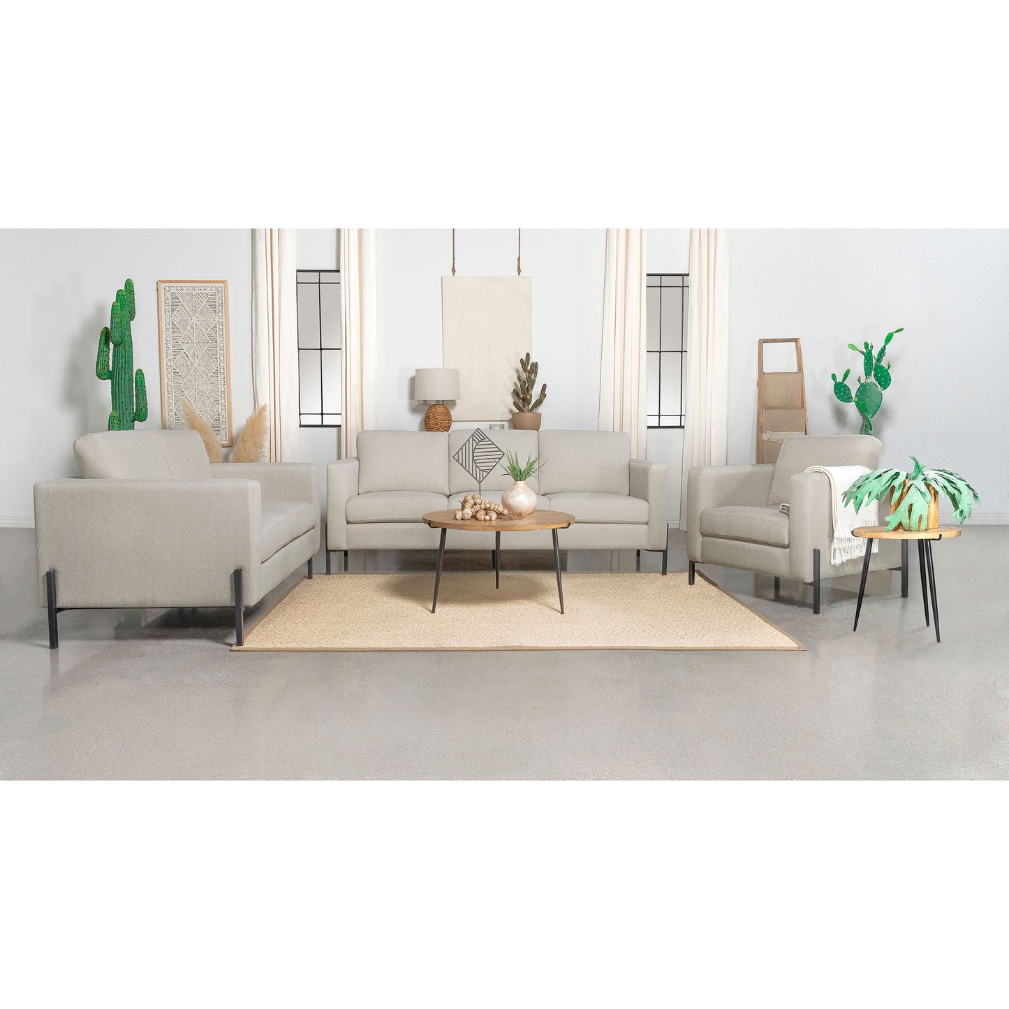 Tilly - 3 Piece Track Arm Sofa Set - Oatmeal