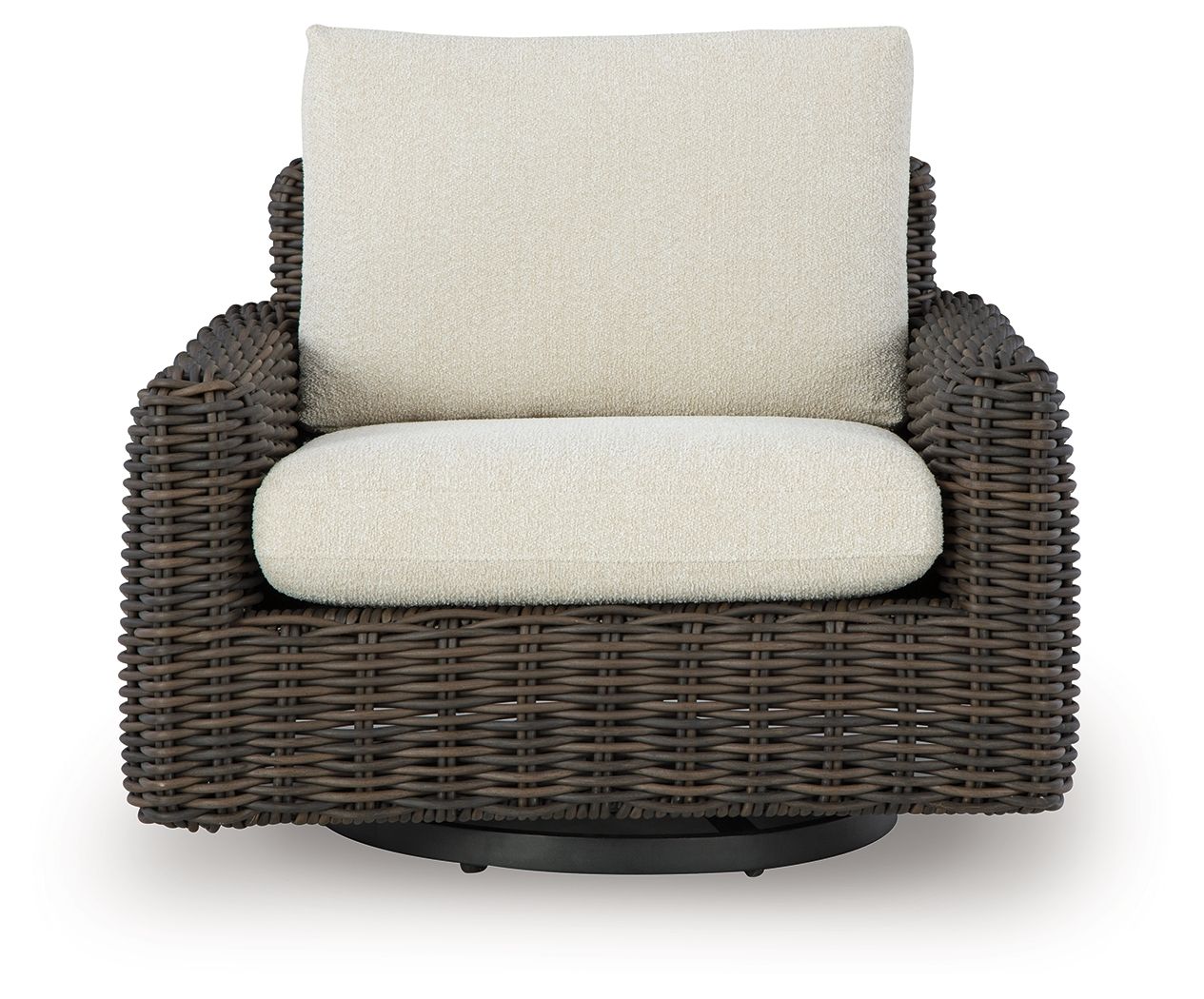 Kimora - Swivel Glider Lounge With Cushion - Beige / Dark Brown