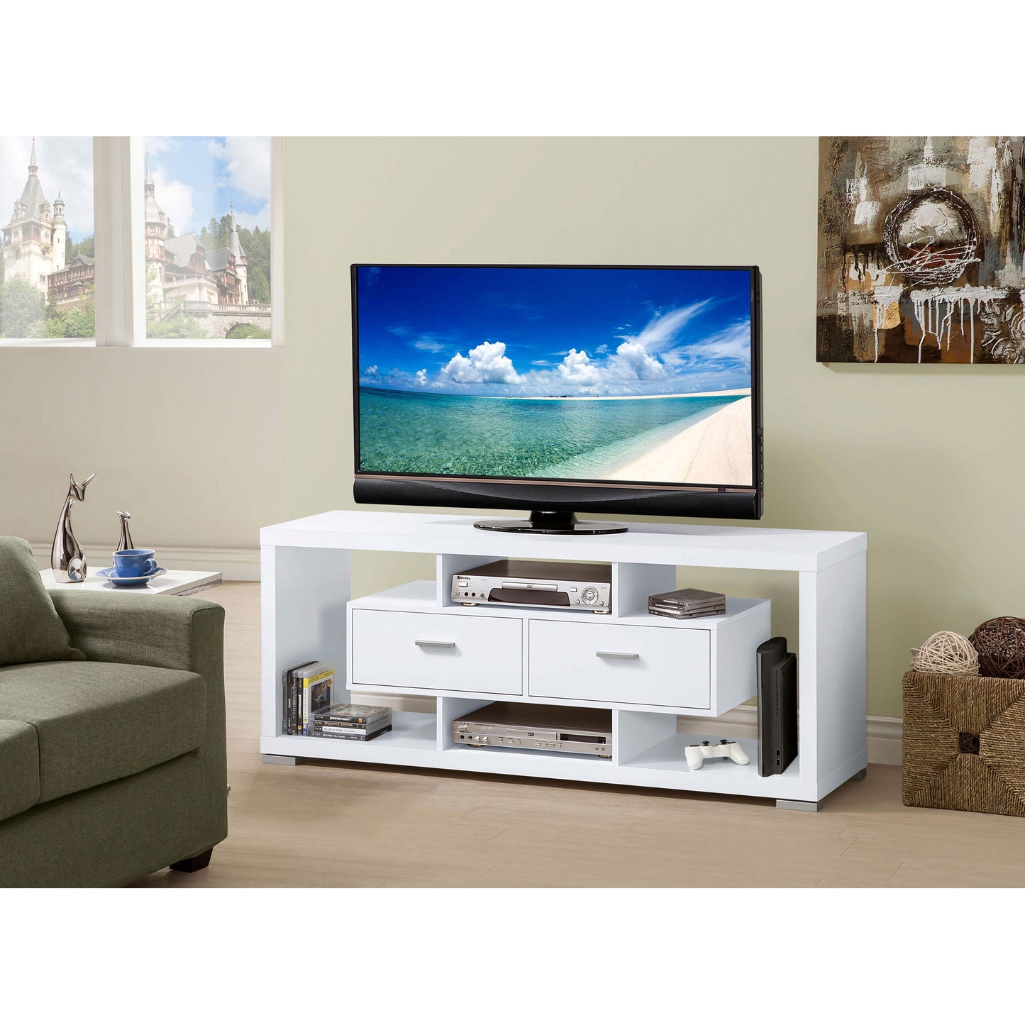 Ozawa - 2 Drawer TV Stand - White