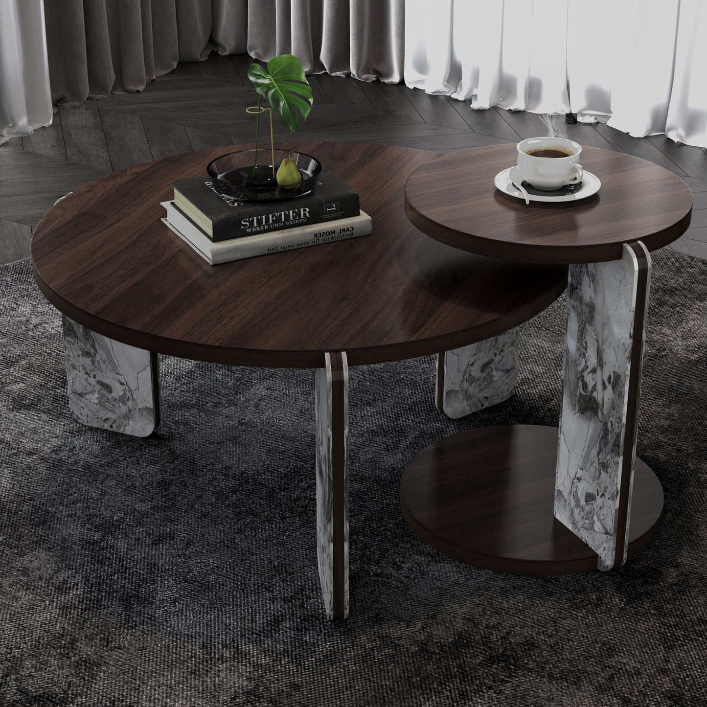 Coffee Table Set With Center Table & Side Table