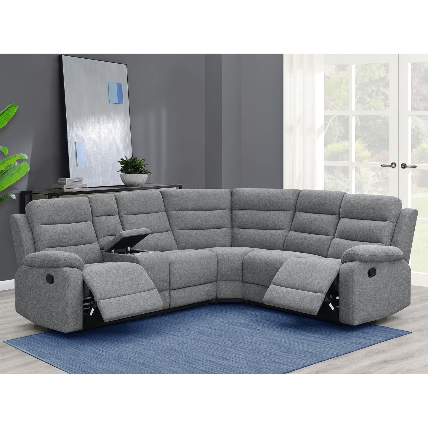 Aaron - 3 Piece Upholstered Sectional - Smoke