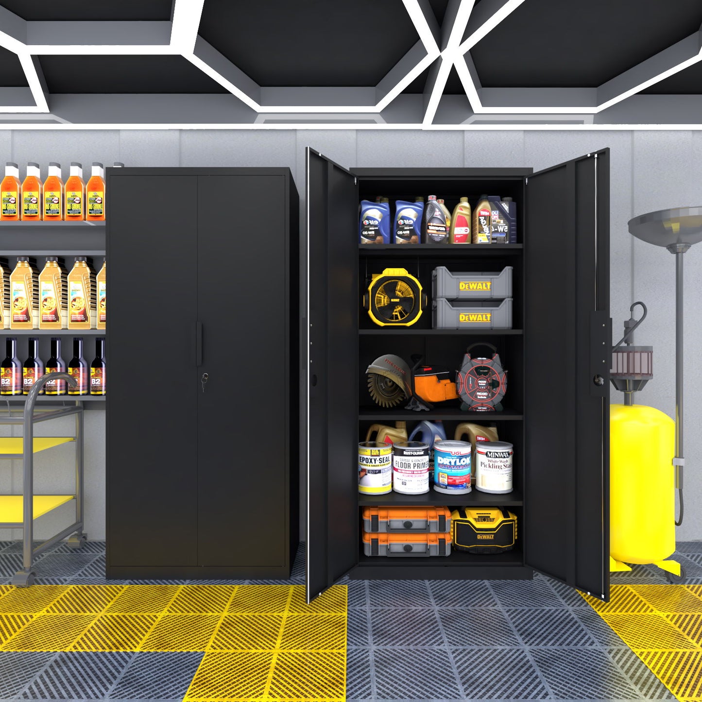 2 Door File Cabinet With Lock, 4 Adjustable Shelves, Heavy-Duty