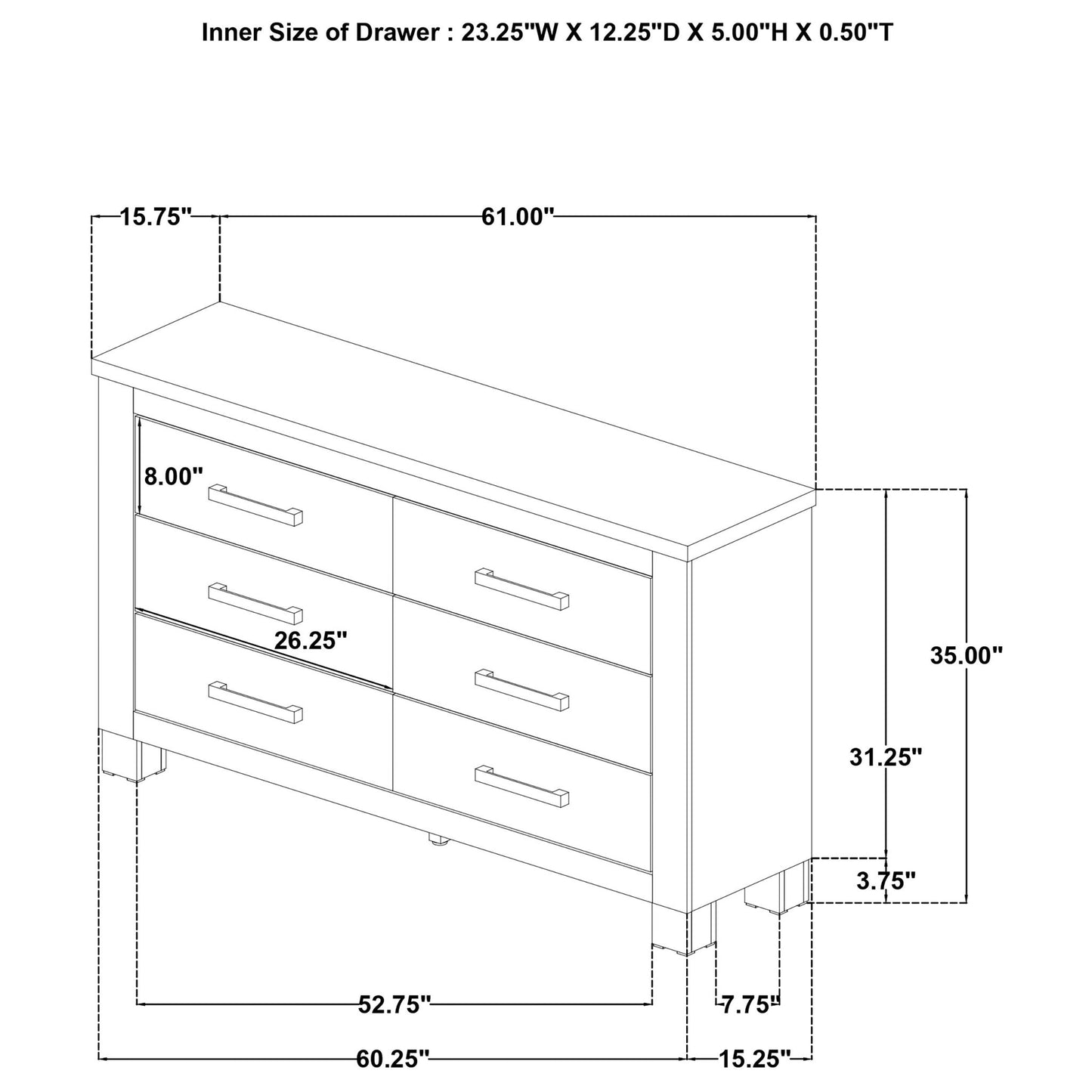 Sansome - 6 Drawer Bedroom Dresser With Pulls - Oak