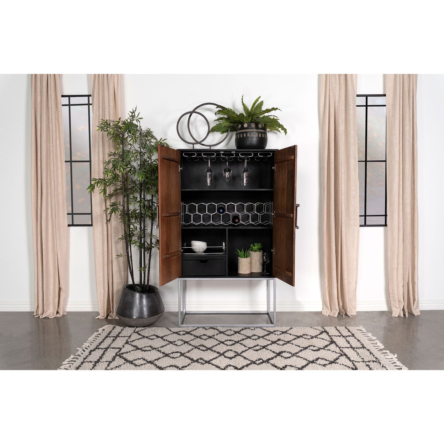 Washoe - 2 Door Bar Cabinet - Walnut