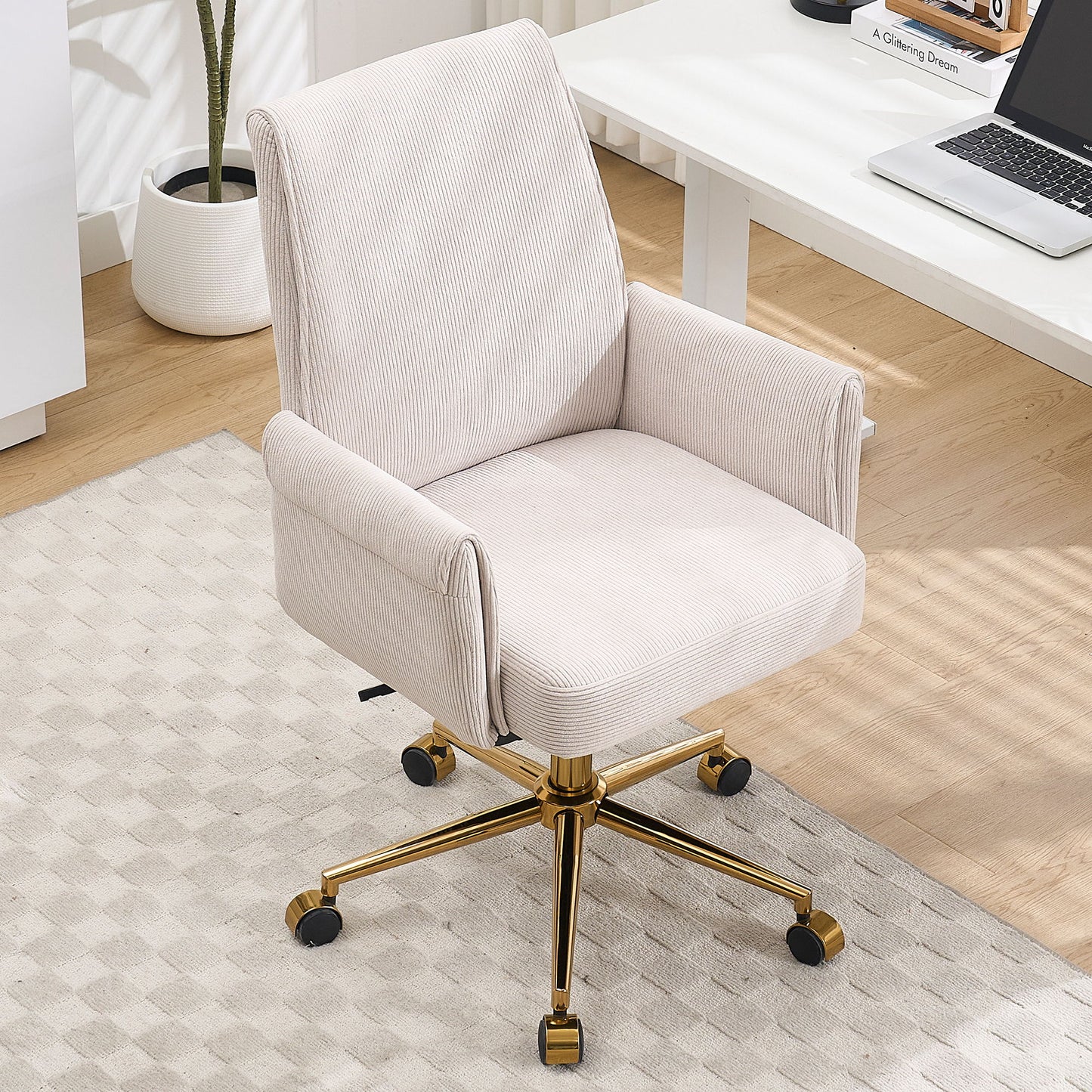 Ergonomic Mid-Back Office Chair With Striped Fabric