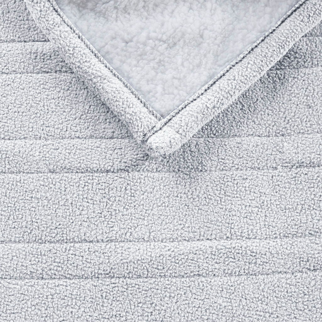 Fleece to Sherpa - Heated Throw Extra Comfort - Light Gray