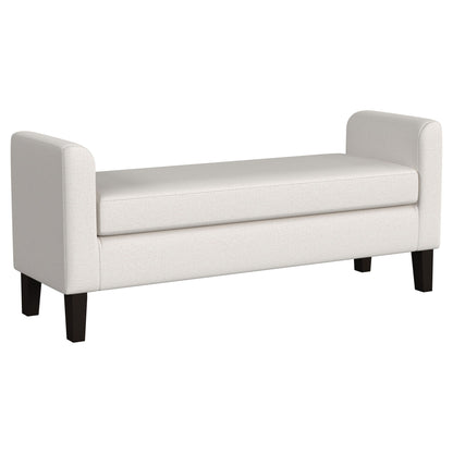 Hollis - Upholstered Accent Bench With Armrests Seating - Vanilla White