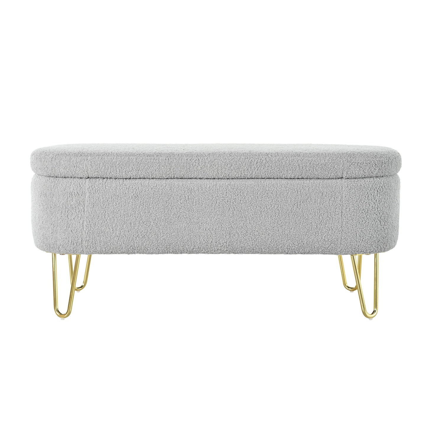 Upholstered Oval Storage Bench For Living Room