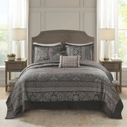 Bellagio - 5 Piece Queen Reversible Bedspread Set - Gray