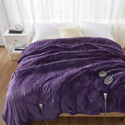 Heated Microlight to Berber - Queen Blanket - Purple