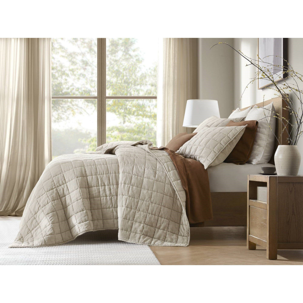 French Flax - King/California King Linen Garment Washed Quilt Set - Linen