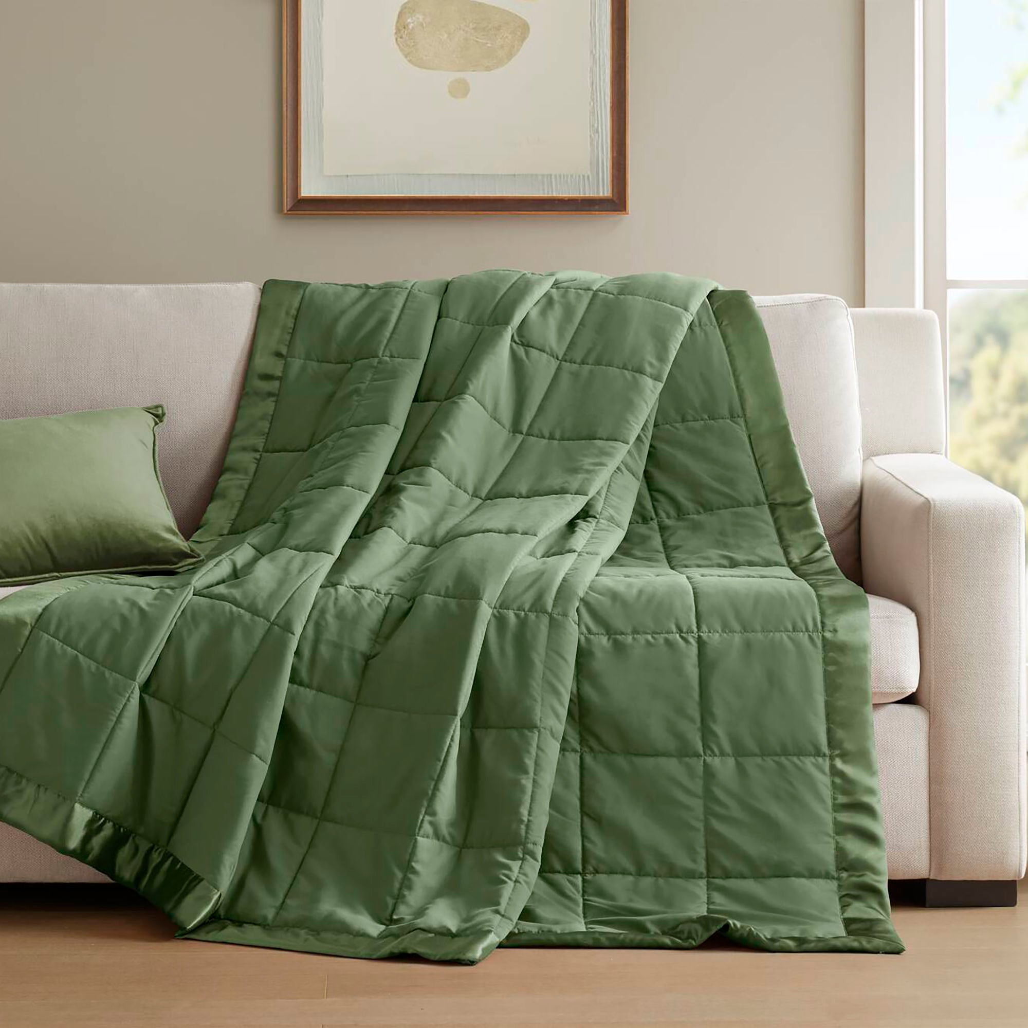 Windom - King Lightweight Down Alternative Blanket With Satin Trim - Green