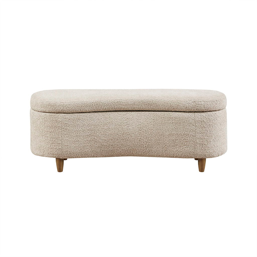 Bailey - Boucle Flip Top Storage Bench - Taupe