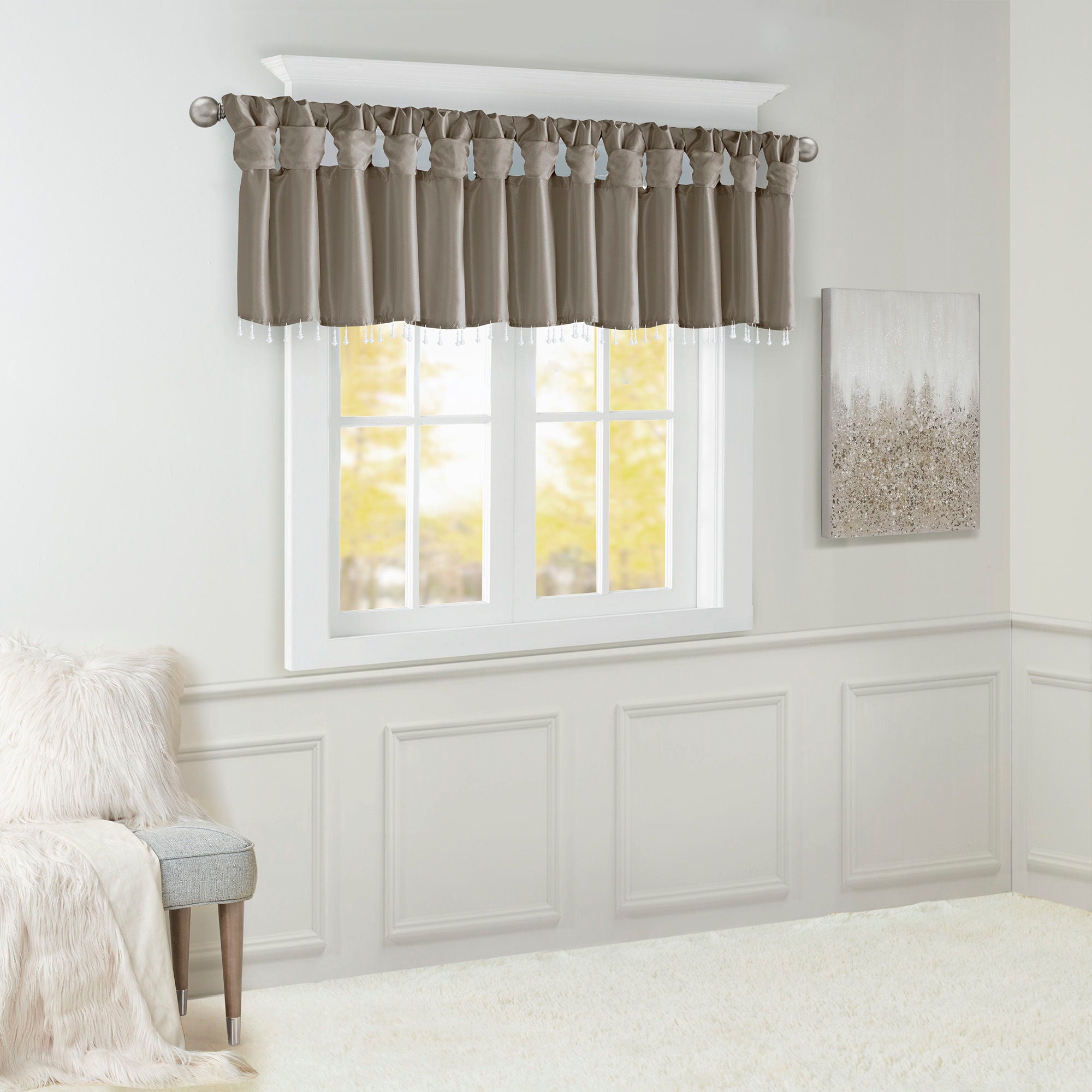 Emilia - Lightweight Valance With Beads - Pewter