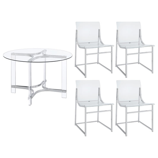 Uptown - 5 Piece Round Dining Set - Chrome