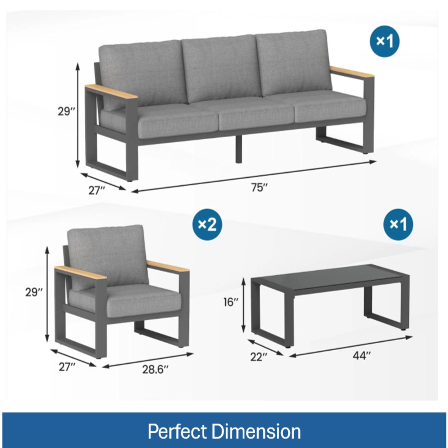 Modern Outdoor Sofa Set With Coffee Table