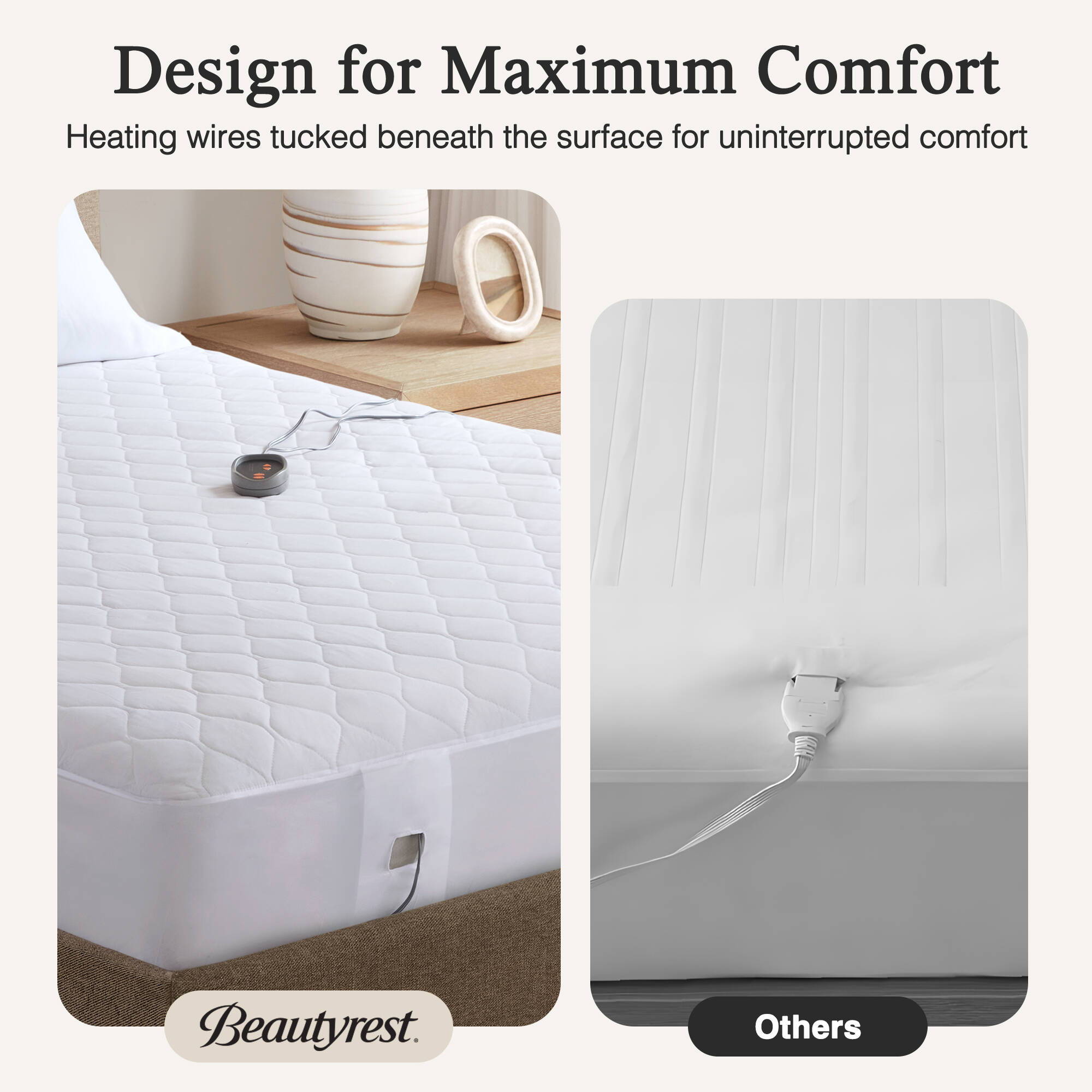 Cotton Blend - Queen Heated Mattress Pad - White