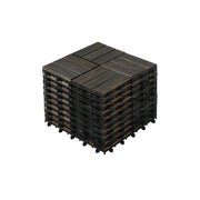 Acacia Wood Interlocking Deck Tiles Checker Pattern For Outdoor Flooring