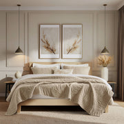 Botanical Leaves - 3 Piece Full/Queen Quilt Set - Linen