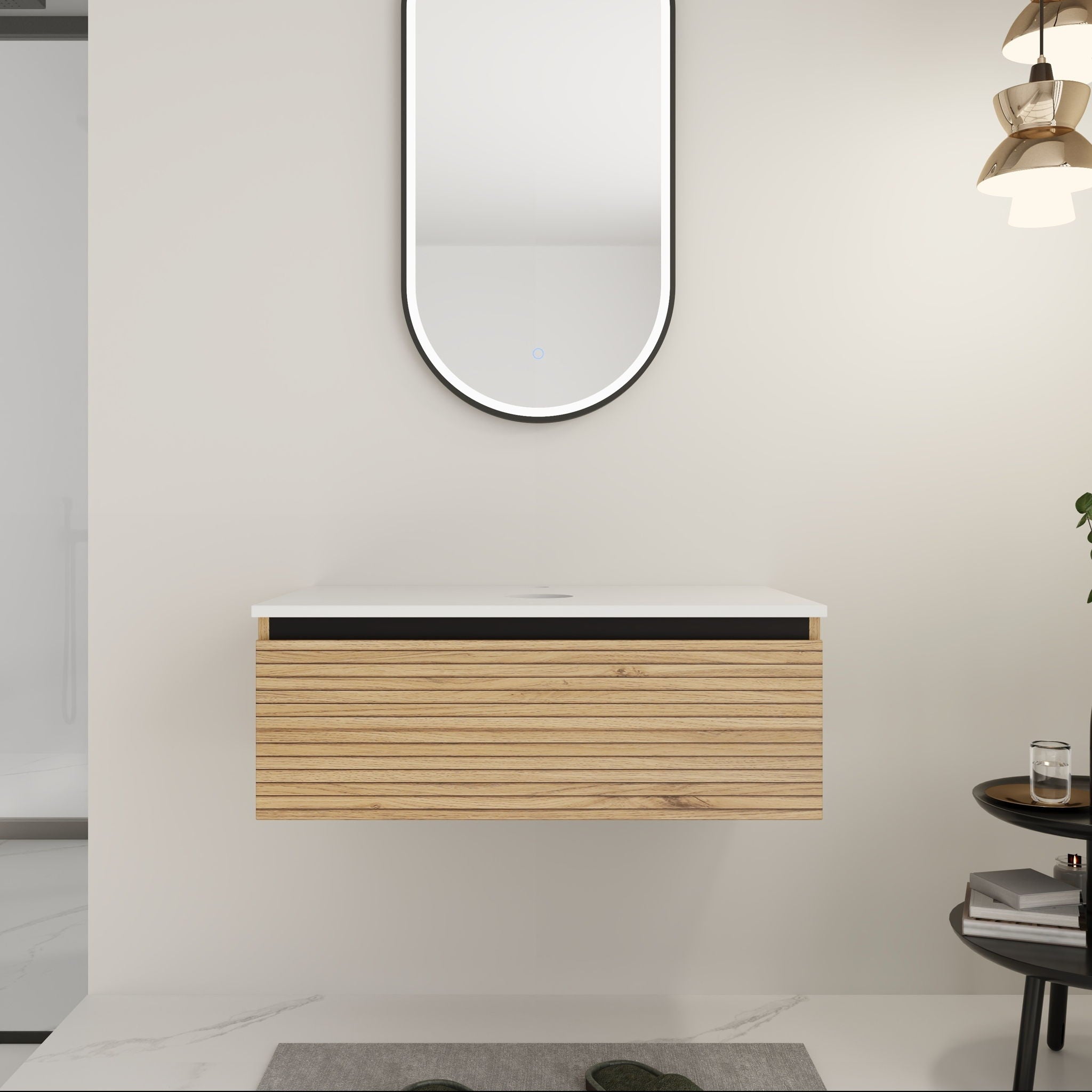 Wall Mounted Bathroom Vanity & 1 Soft Close Drawer (Excluding Sink)