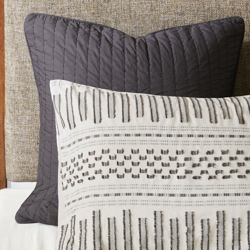Rhea - Comforter Mini Set - Ivory / Charcoal