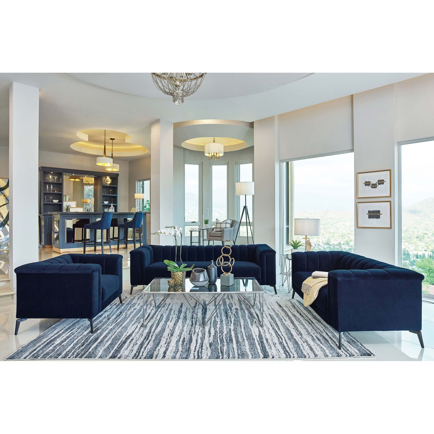 Darci - Tuxedo Arm Living Room Set