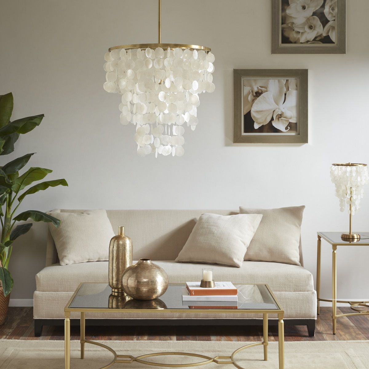 Isla - Capiz Chandelier - White