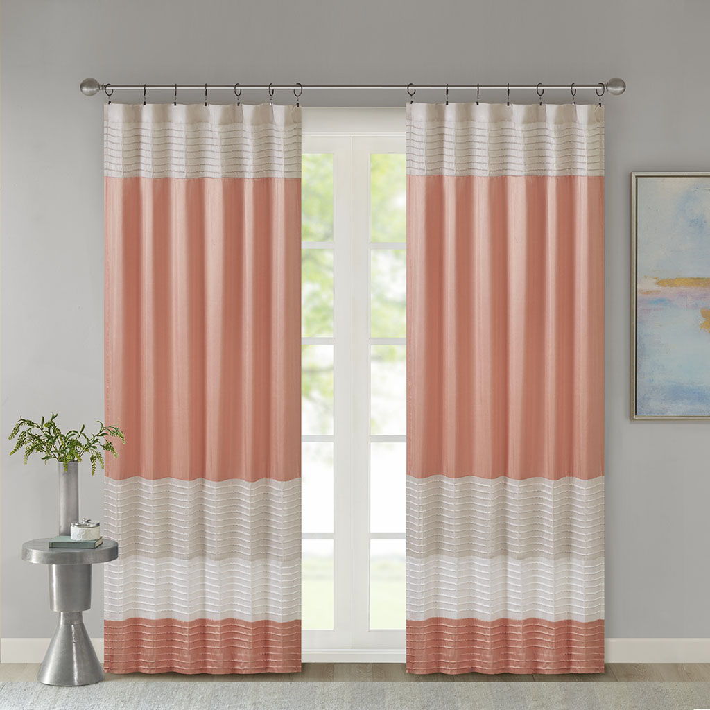 Amherst - Polyoni Pintuck Window Panel - Coral
