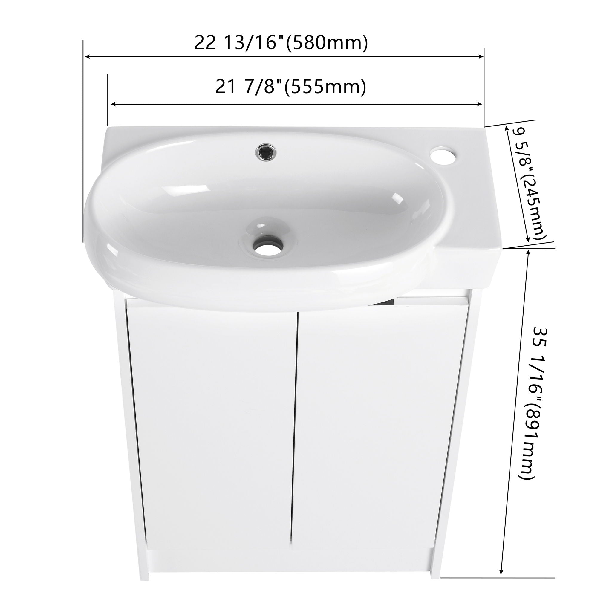 Freestanding Bathroom Vanity & Sink, Soft Close Doors