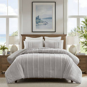Anslee - 3 Piece Full/Queen Yarn Dyed Duvet Cover Set - Gray