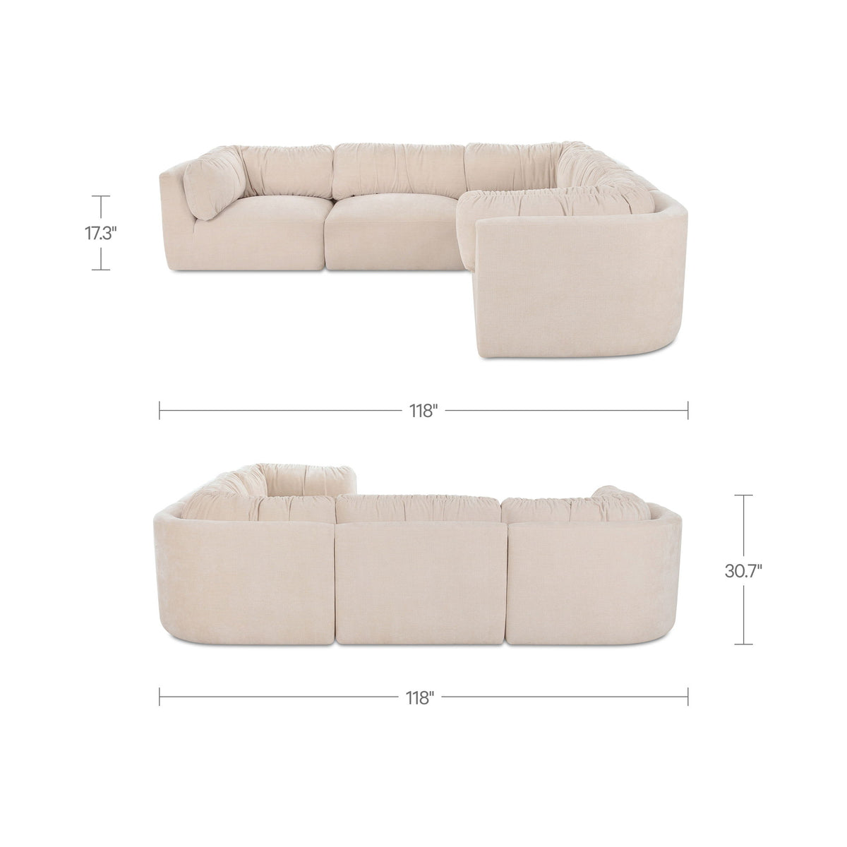 Matina - Classic L Modular Sectional - Oatmeal