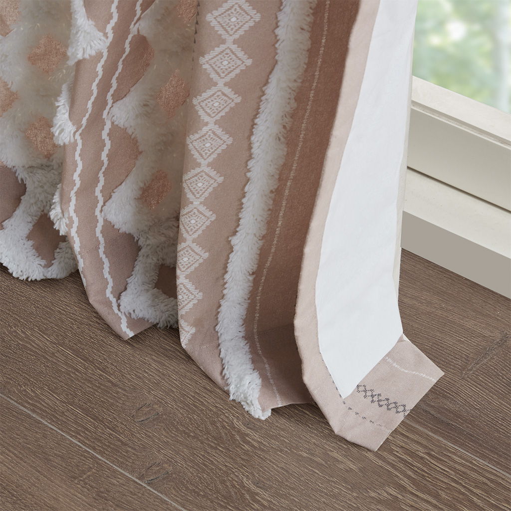 Imani - Printed Window Panel With Stripe And Lining - Blush