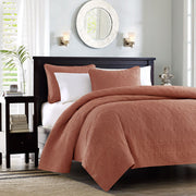 Quebec - 3 Piece Full/Queen Reversible Quilt Set - Clay Red