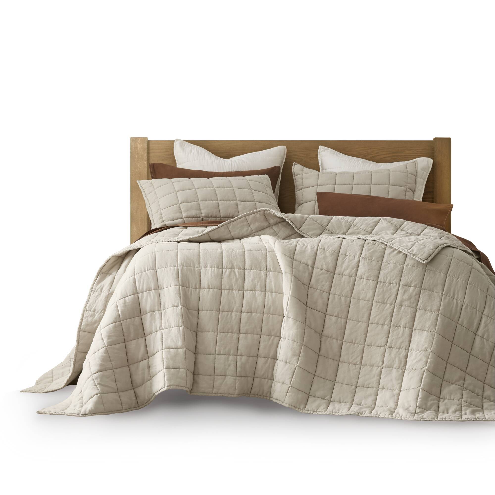 French Flax - King/California King Linen Garment Washed Quilt Set - Linen