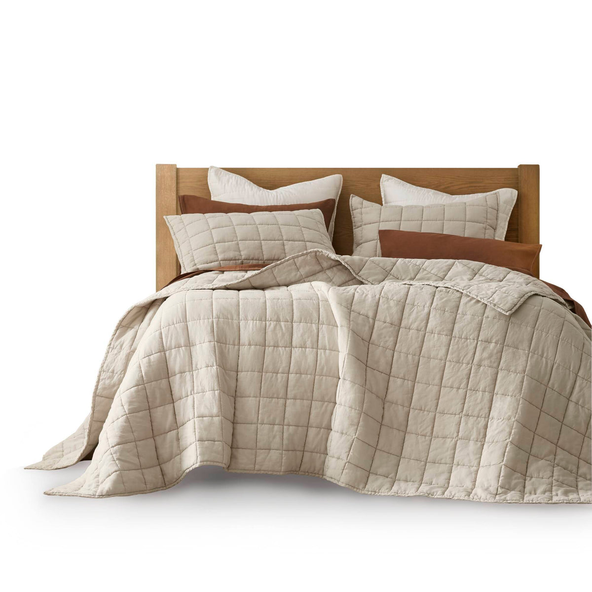French Flax - Full/Queen Linen Garment Washed Quilt Set - Linen